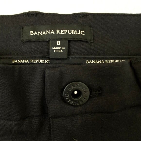 Banana Republic Slim Straight Cropped Pant Slacks Womens size 8 Stretch Black - Picture 5 of 9